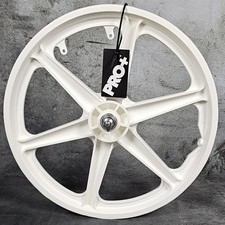 Pro 20 Bicycle Gt Style Mag Wheels 6 Spoke White For Bmx Bicycles Chrome Cog