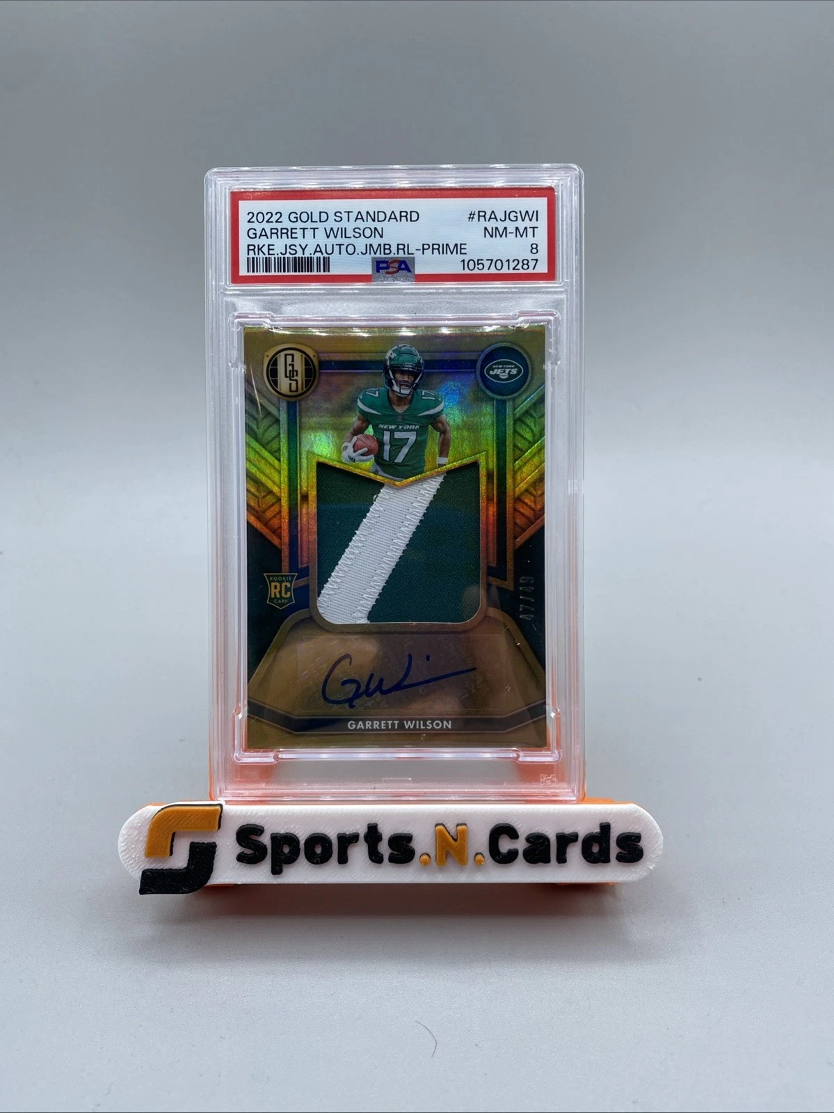 Garrett Wilson Panini Gold Standard Rookie Jersey Autographs Jumbo Relics #RAJGWI Prime