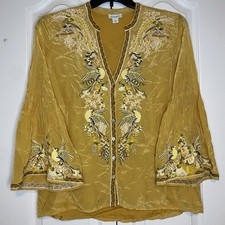 Sundance Catalog Yellow Embroidered Bird Golden Hopes Top Size S