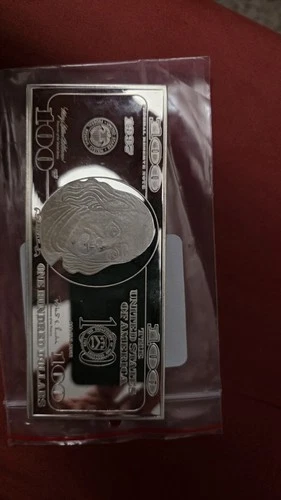 Silver 4 oz .999 Fine Bar 1997 $100 Bill Design Bullion