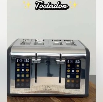 Princess House Vida Sana 4-Slice Digital Touchscreen Toaster 10409 New