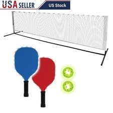 LED Pickleball Portable Set Light-Up Net Paddles Balls Backyard Driveway Fun New