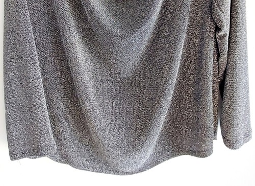 GRACE Womens 1X Sparkly Black Long-sleeve Pullover w/ Cowl Neck - Picture 3 of 8