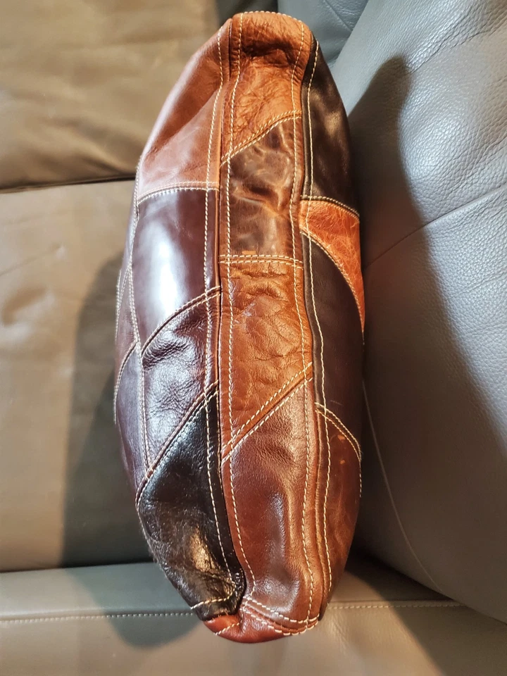 Винтажный MCM телячьей кожи натуральной кожи выстеганная лоскутная подушка наволочка чехол 60-х  - Изображение 4 из 4