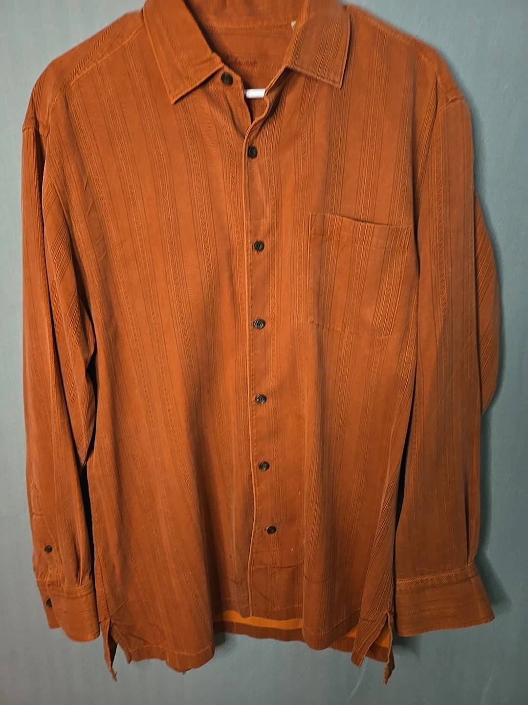 Tommy Bahama Beach Party Casual Rust Long Sleeve Silk Button Up Shirt-Large