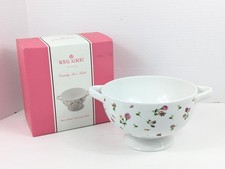 Royal Albert Berry Bowl Pierced Strainer Colander Country Rose Buds with Box