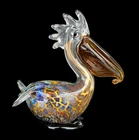 Vintage Hand Blown Art Glass Pelican Bird Figurine Colorful Murano Sculpture