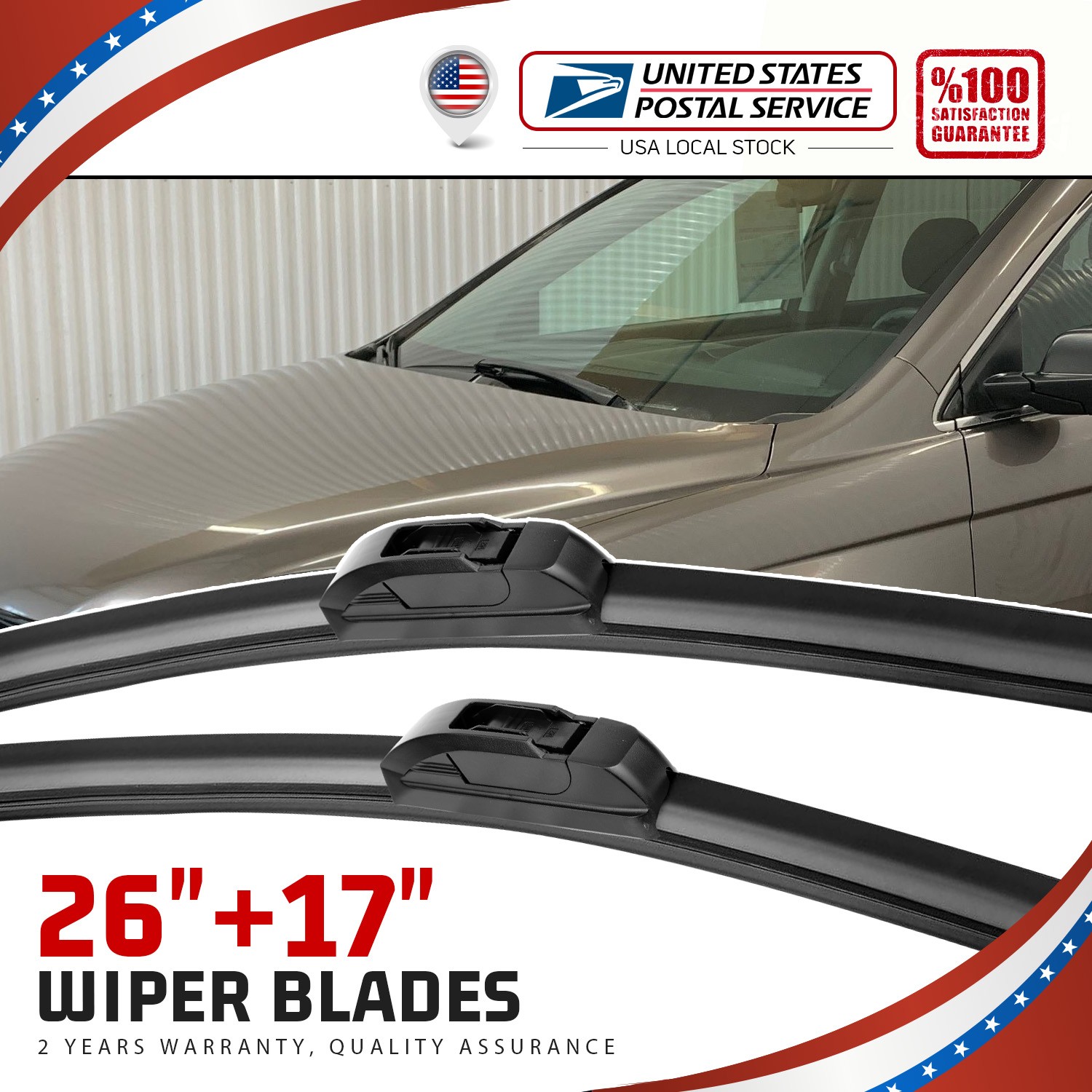 Front Windshield Wiper Blades Pair 26