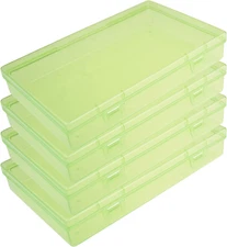 4 Pieces Rectangular Plastic Boxes Empty Storage Organizer Containers with Hinge