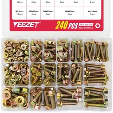 240PCS Flanged Bolts and Nuts Kit Grade 8.8 M5 M6 M8 14 Sizes
