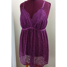 Cacique Purple Lace Babydoll Chemise Lingerie 3X 22/24 no tags adjustable straps