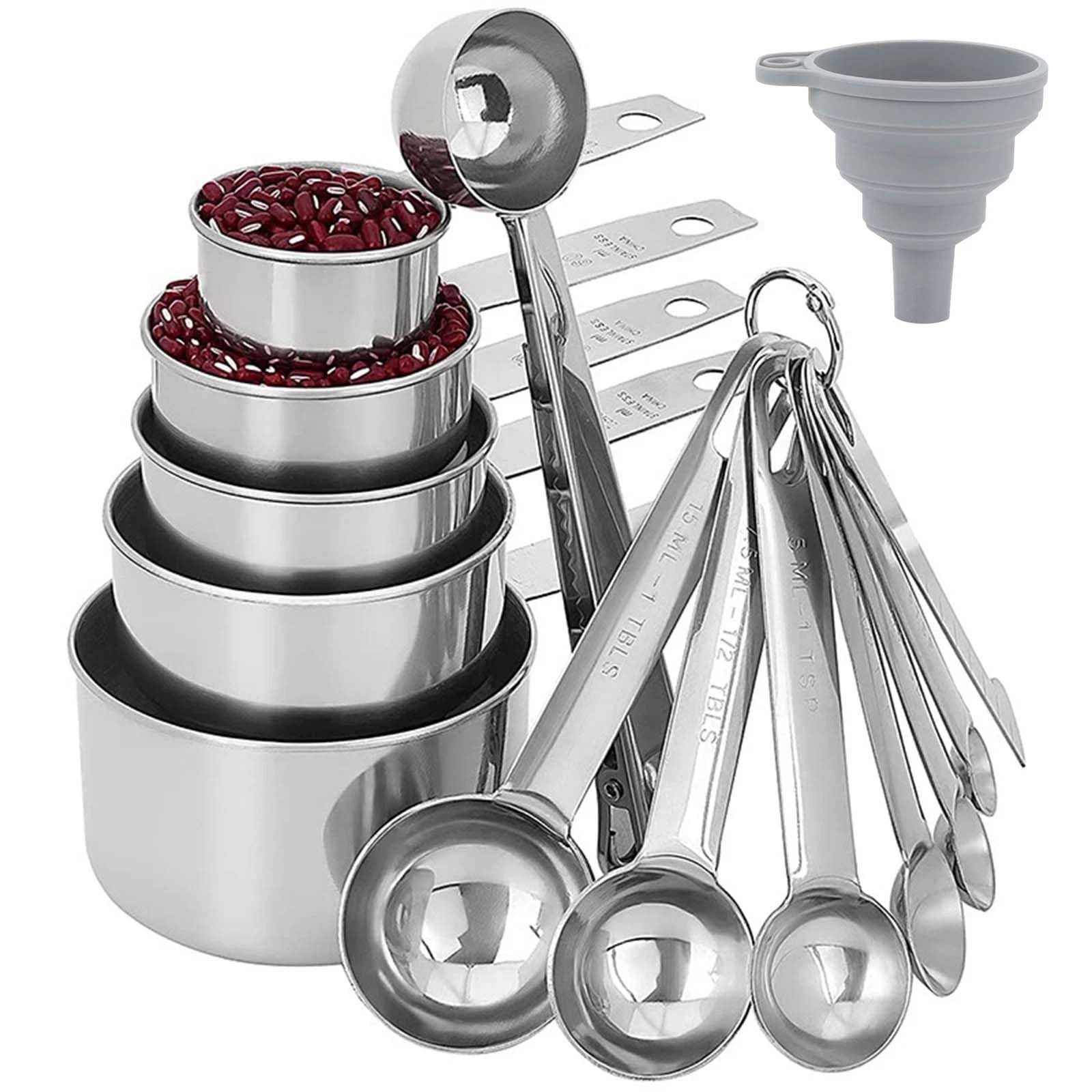 14pcs Measuring Spoons And Measuring Cups Set, Stainless Steel Measuring Cups...