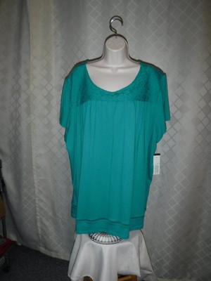 Size Plus Short Sleeve Soft Top size 3X Croft & Barrow ocean Green NWT