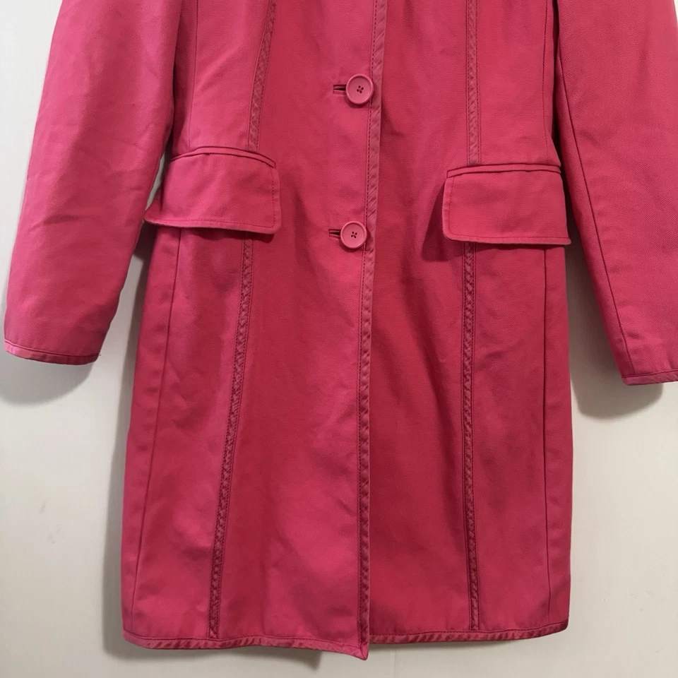 Gabardina Banana Republic rosa de lona/satén con botones para mujer talla S Foto 4 de 4