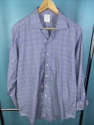 Brooks Brothers Milano Fit Blue White Plaid Non-Iron Shirt 17-33 Old Money