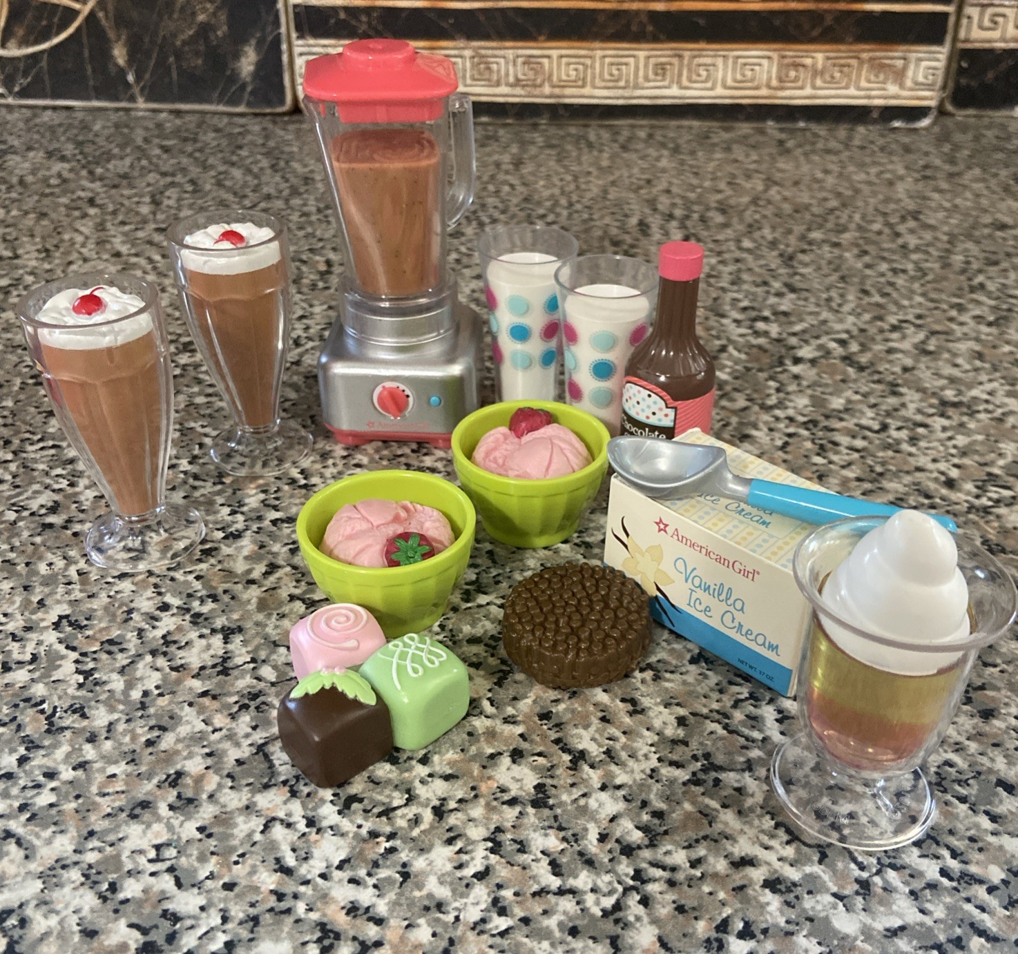 American Girl doll Milkshake Set With Extras Ice Cream Sweat