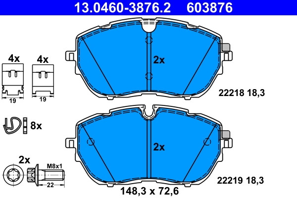Plaquettes de frein ATE 13.0460-3876.2 pour système de disque arrière OE 1612373