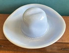 Vintage Jeannette Blue Delphite Milk glass Cowboy Hat Trinket Dish Ashtray EUC