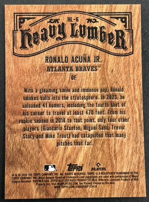 2026 Topps - Ronald Acuna Jr. #HL-6 Atlanta Braves - Heavy Lumber