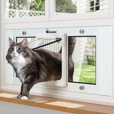 Cat Door for Window, Quick Installation Adjustable Width of 31"-36", Cat Wind...