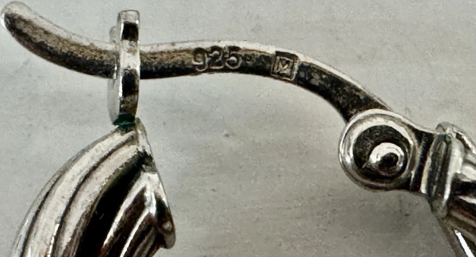 Lote de 6 pares de pendientes vintage de plata de ley 925 aros colgantes cruz ónix 28 g Foto 4 de 4