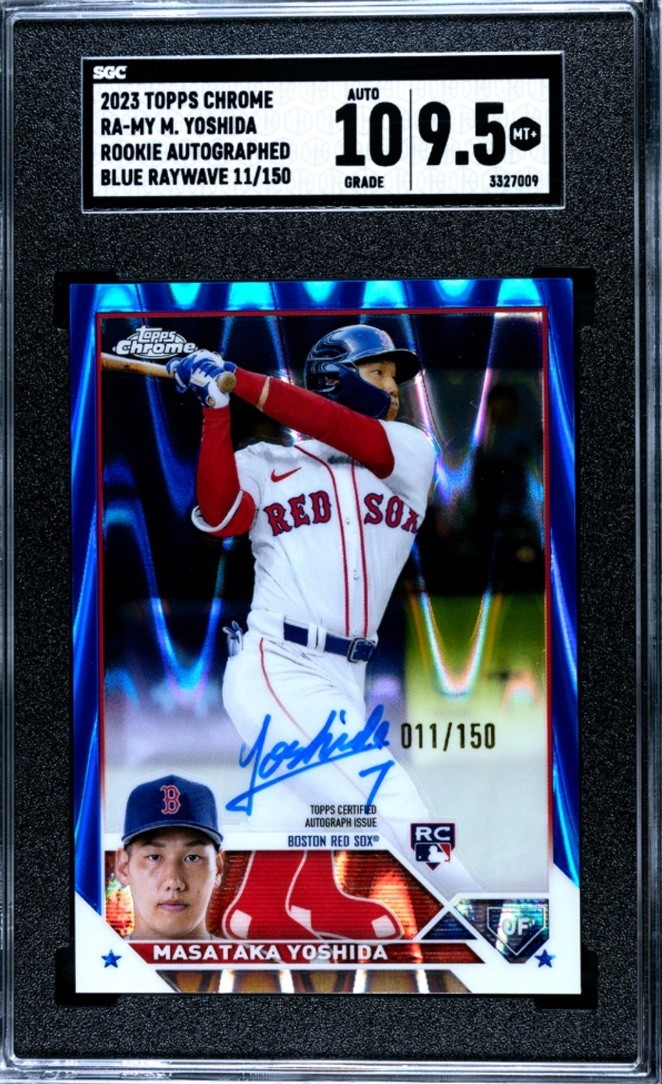 Masataka Yoshida 2023 Topps Chrome Blue RayWave 11/150 Rookie Auto SGC 9.5/10