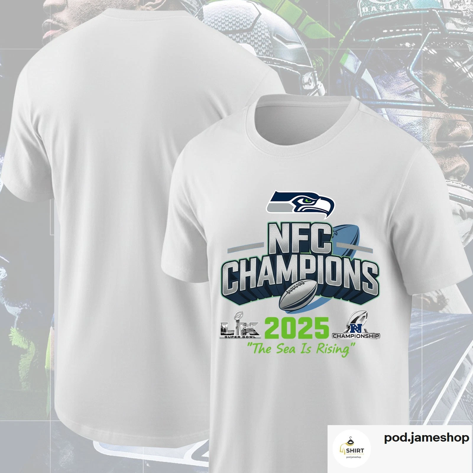 Seattle Seahawks 2025 NFC Champions T-Shirt, The Sea Is Rising Super Bowl LX Tee