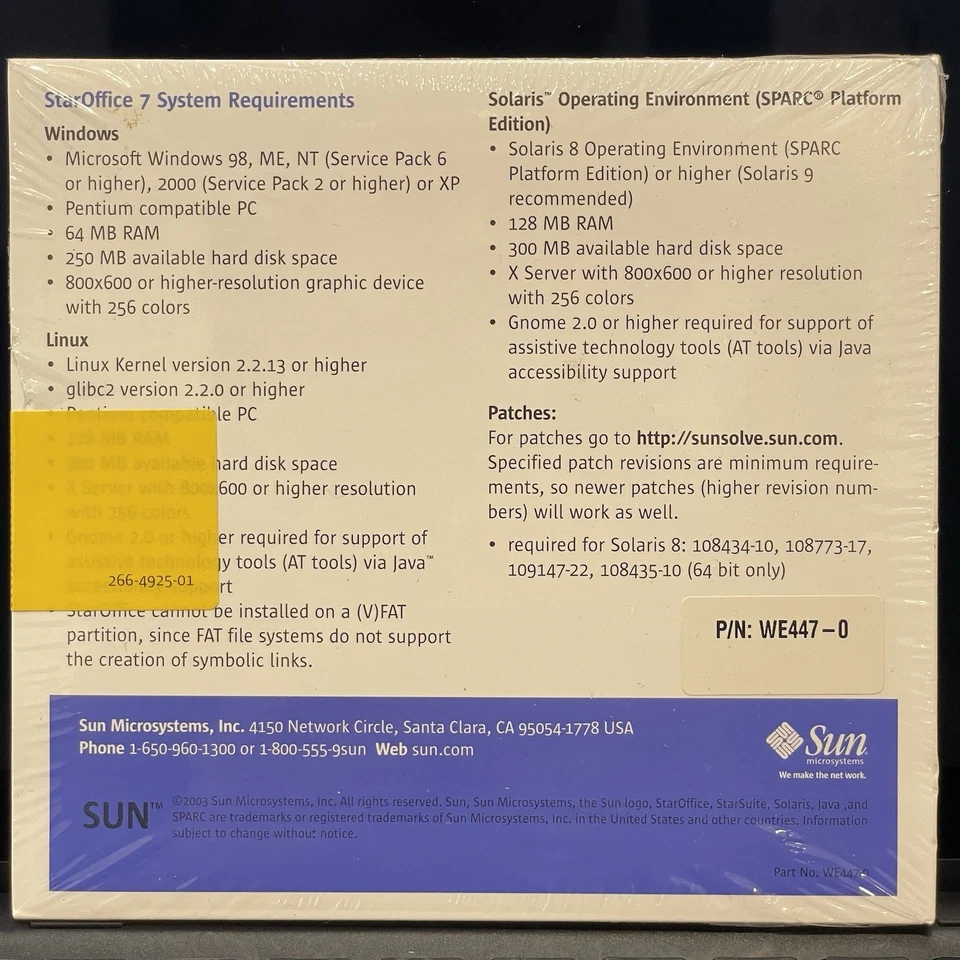 StarOffice 7 Sun Microsystems Commercial Evaluation Software English 2003 CD-ROM - Image 2 of 3