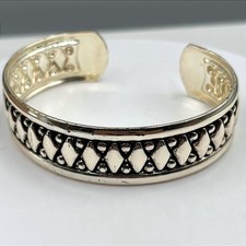 Vintage Silver Tone Tribal Diamond Pattern Cuff Bangle Bracelet Jewelry Gift