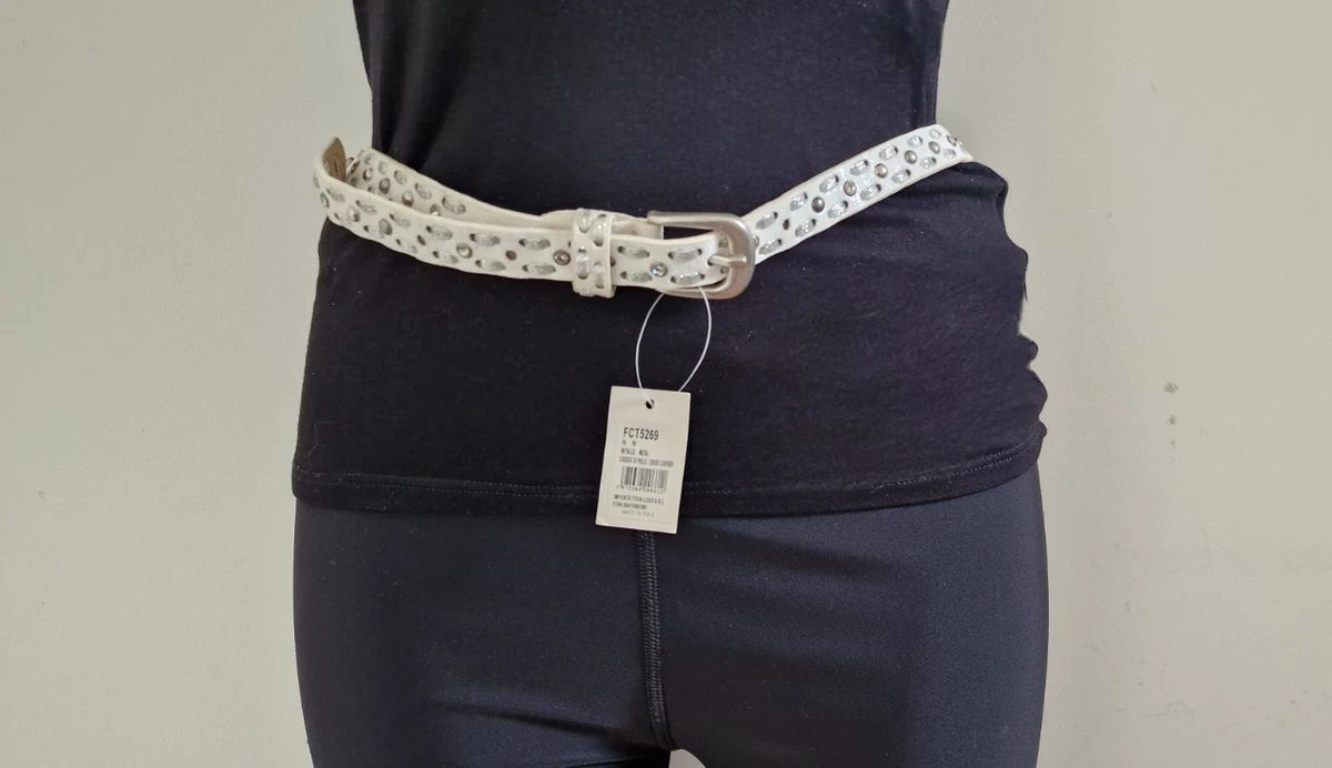 DESIGN - Ceinture Fine élégante En Imitation Cuir Avec Boucle Argentee Noir