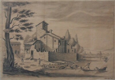 EDLES ORIGINAL 18. JH. EUROPÄISCHE SCHULGEMÄLDE FLUSSSCHIFFER D. KER DEZEMBER 1766