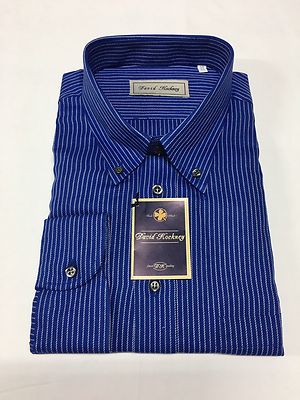 DAVID HOCKNEY camicia flanella leggera Bluette e bianco botton