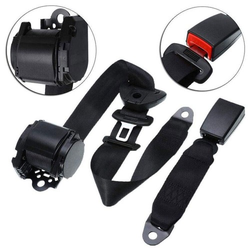 3 Point Car Seat Lap Belt Universal Adjustable Seatbelts Kit w/ Diagonal Belt - Picture 2 of 10
