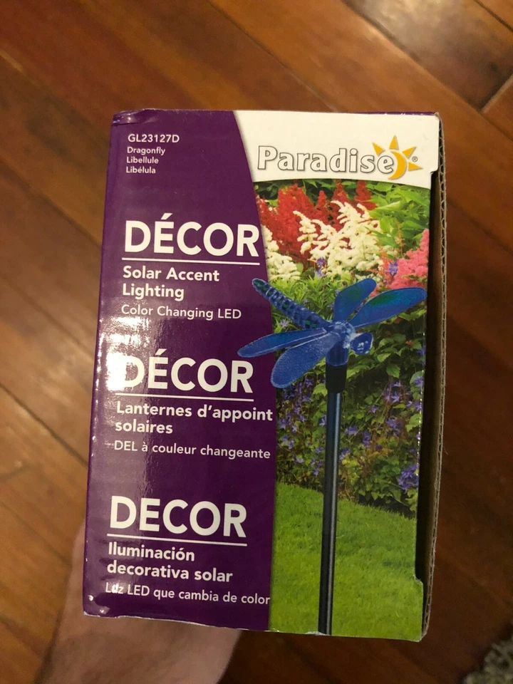 NEW Paradise Garden Lighting GL23127D  Solar LED Color Changing Dragonfly - Image 2 of 2