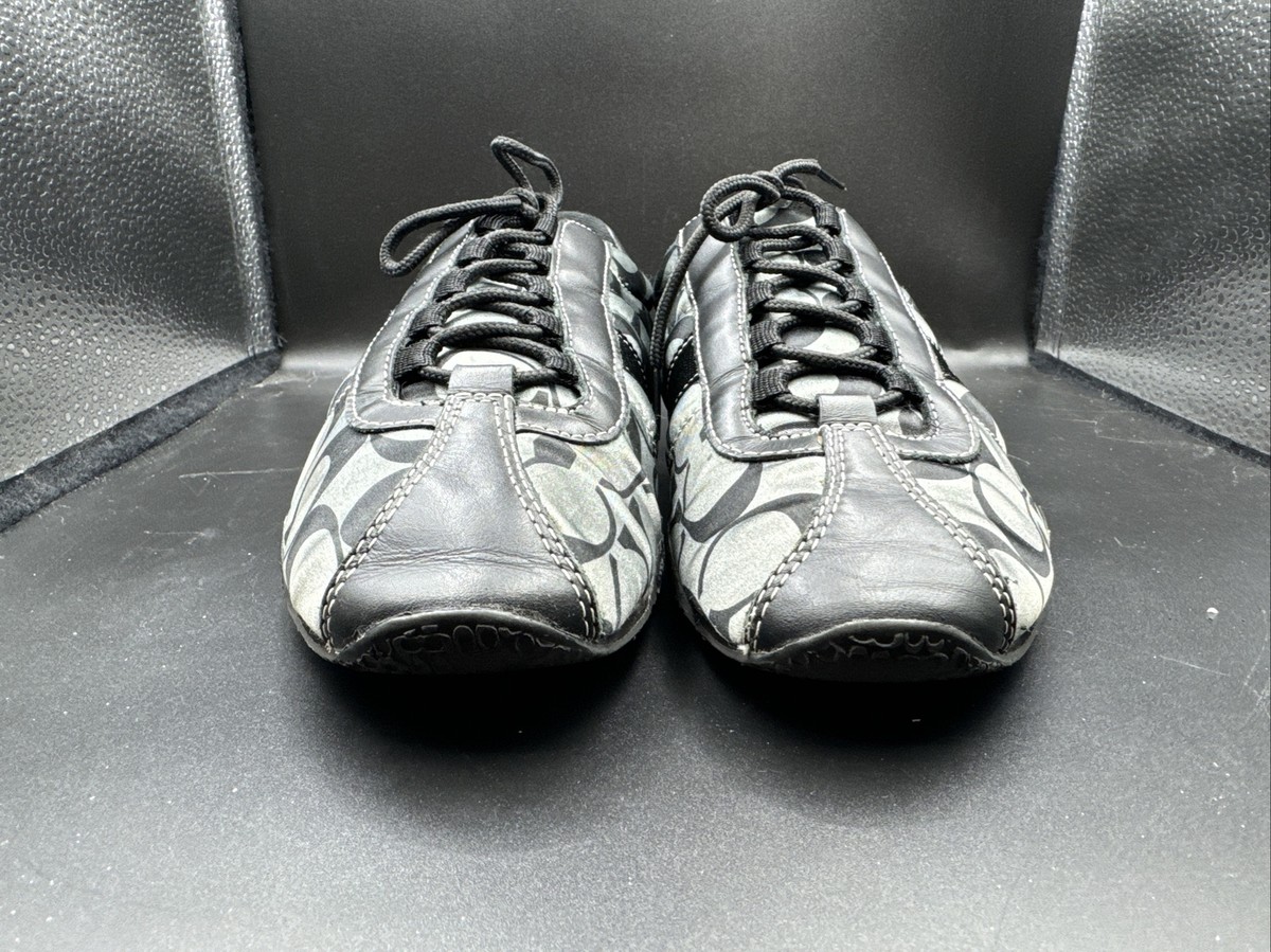Coach Womens Kirby Q999 Black Silver Leather Monogram Lace