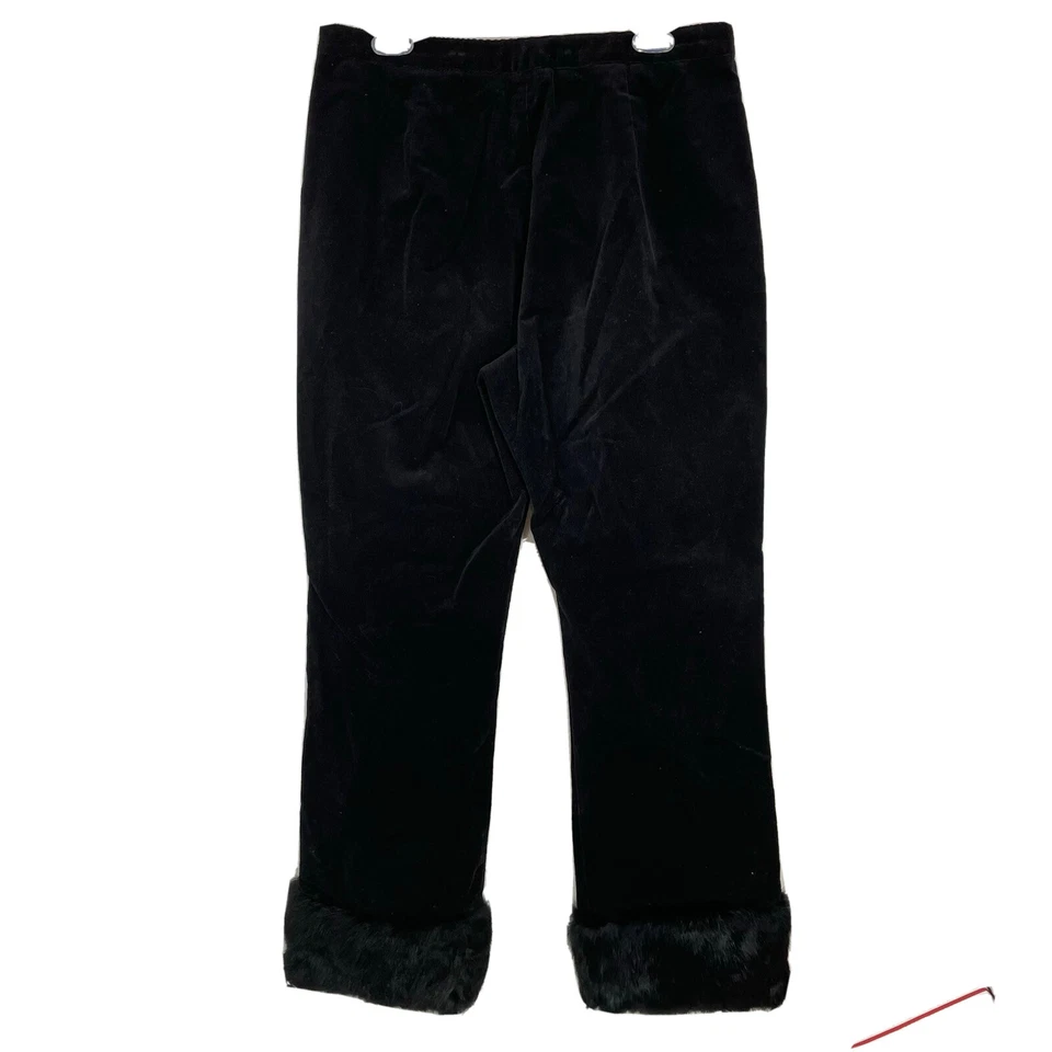 Pantalones Ashley Stewart para mujer 14 negros pana imitación piel dobladillo puño algodón elástico Foto 2 de 4