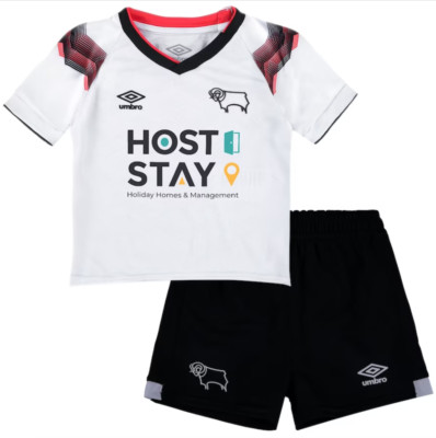 Derby County Mini Kit Fußball Umbro Kinder Heim Plain Set - Neu