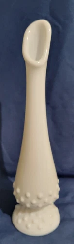 Vintage Fenton Milk Glass Hobnail Swung Vase