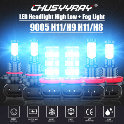 8000K For Toyota Venza 2009-2016 -6x LED Headlights High Low Fog Light Bulbs Kit