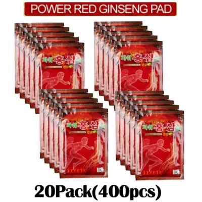 [20 Pack / 400Sheets] Power Red Ginseng Patch / Saponin Health Hot Pad /Tracking