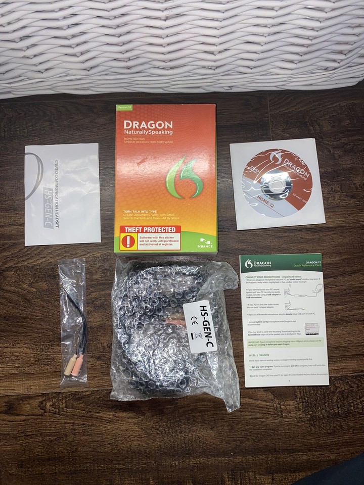 Dragon Naturally Speaking Home Edition 12 Speech Recognition Software w ...