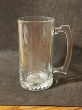 X-Large Beer Mug Clear Heavy Glass 20 oz. Made In USA Vintage