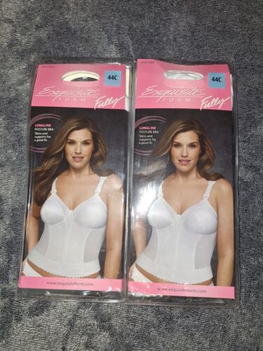 Exquisite Form Longline Posture Bra's 2 Pc Set Size 44C White Slims And Supports