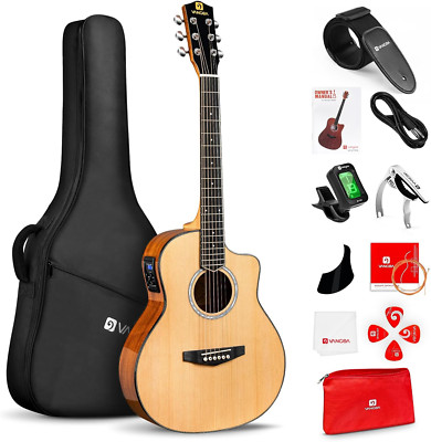 Electric Acoustic Guitar 3/4 Size - 36 Inch Acoustic Electric Guitar Cutaway Acu