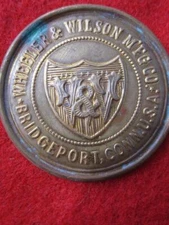 Antique  Wheeler & Wilson Treadle Sewing Machine BRASS NAMEPLATE BADGE  D-9