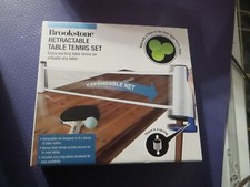 Brookstone Retractable Table Tennis Set Expandable Net Glow In the Dark Balls