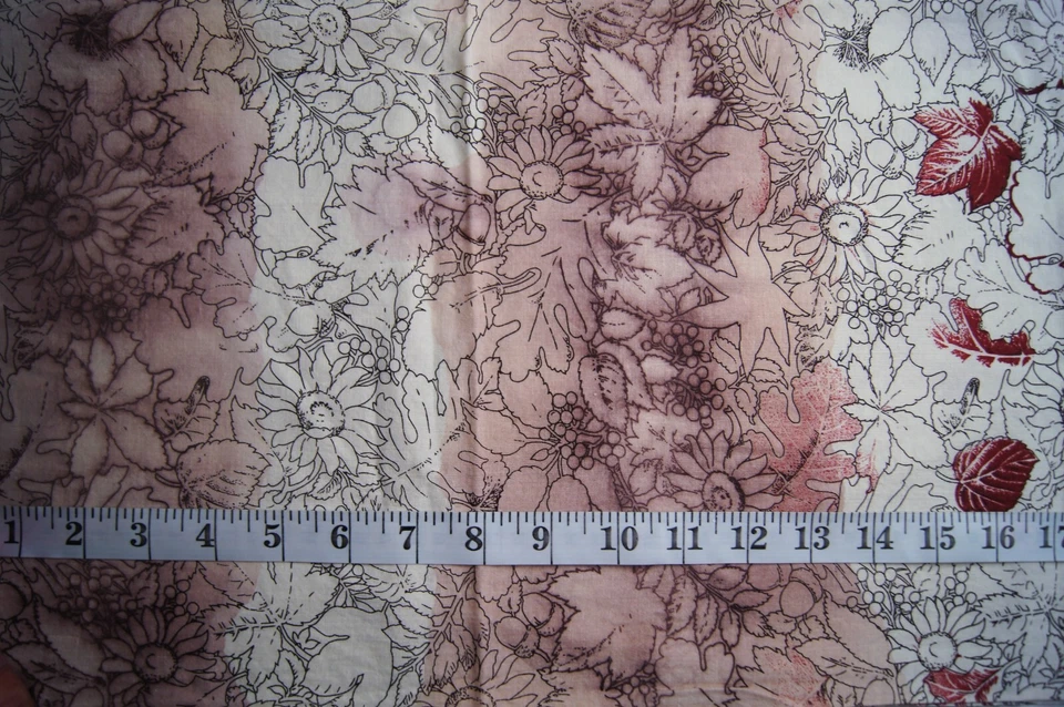 1 Yard Black White Flowers  with Variegated Red Cotton Quilting Fabric 38" X 44" - Image 3 of 3