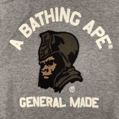 BAPE General embroidery Sweat varsity jacket bomber Gray A Bathing