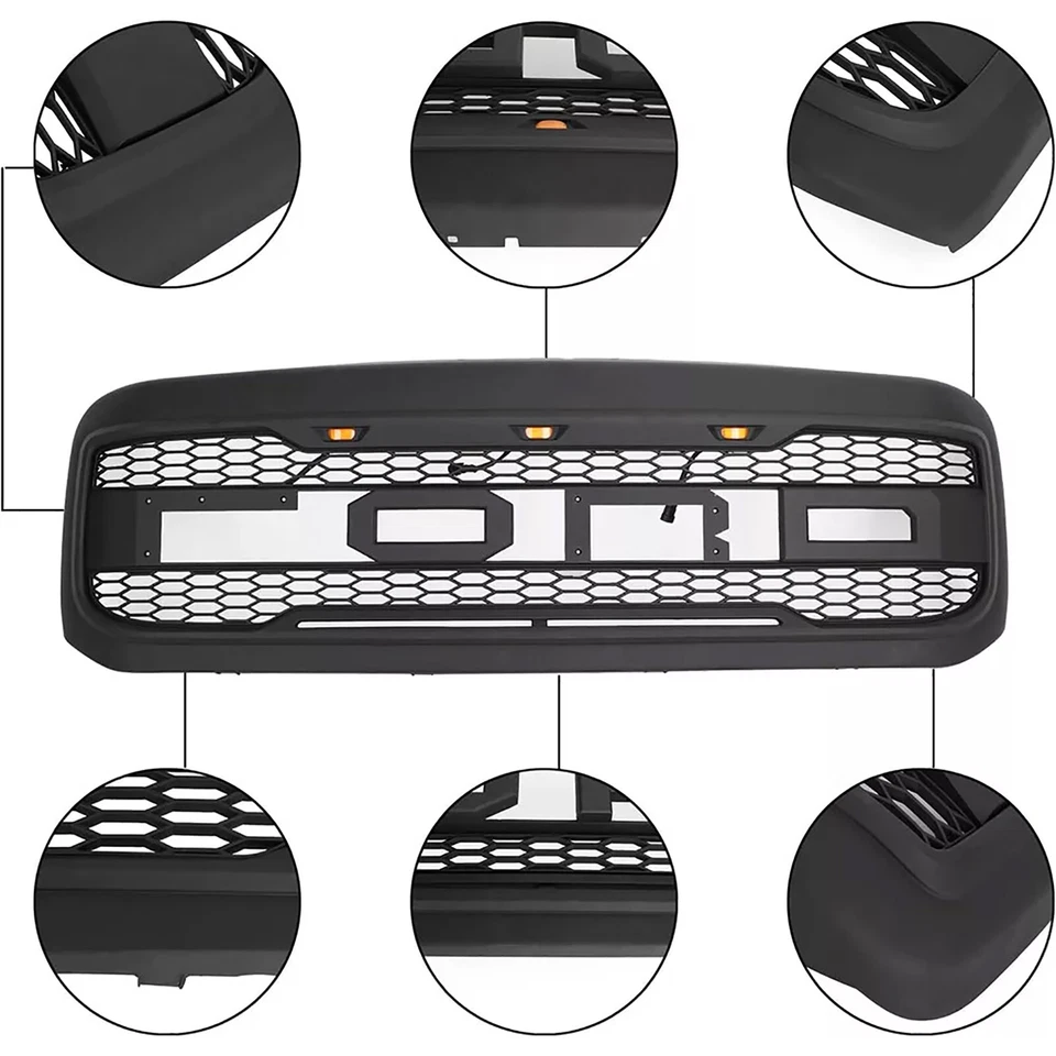 For 1999-2004 Ford F250 F350 Front Grille Upgrade Super Duty Raptor Style Grille - Image 4 of 4