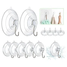  Suction Cup Hooks Packs Combo Set Clear PVC Suction Cups with Metal Variety 12